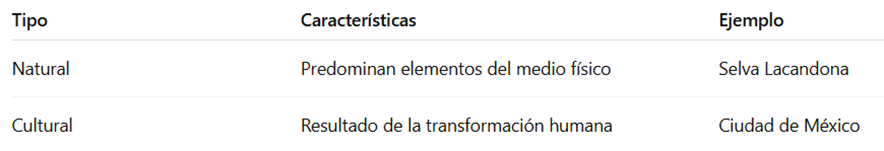 Cuadro resumen: Paisaje